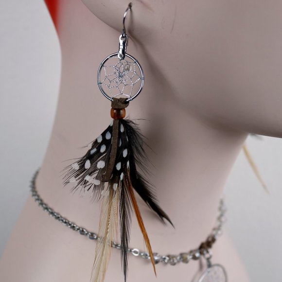 Boho Dream Catcher Necklace and Earrings Set - Picture 4 of 7